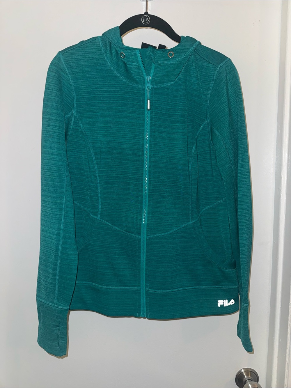 Fila Teal Full-Zip Bomber Hoodie Jacket